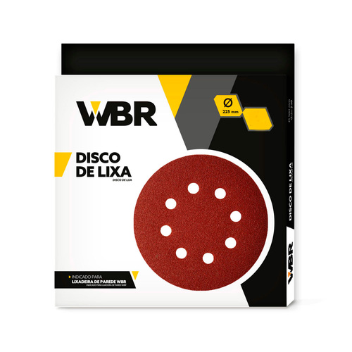 Disco de lixa 225 mm para lixadeira de parede e teto com 10 unidades