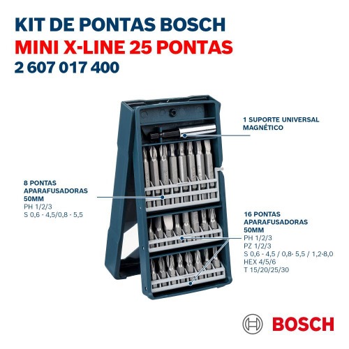 Jogo de bits e pontas 25 pe�as com estojo - Mini X-Line