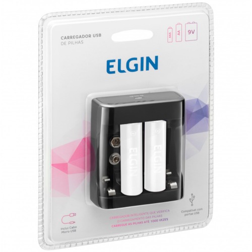 Carregador para pilhas AA/AAA e bateria 9V com cabo USB -SCUSB