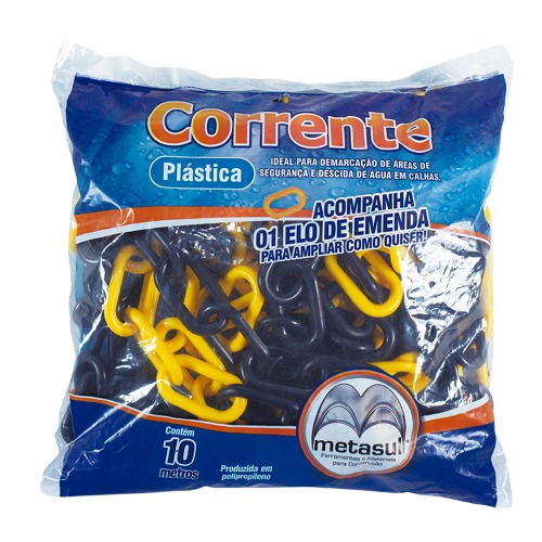 Corrente pl�stica amarela e preta 10 mm com 10 metros