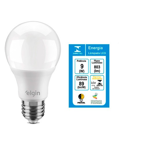 Kit 6 L�mpadas led bulbo 9W 810 l�mens branca fria - A60  110V/220V