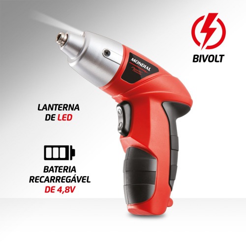 Parafusadeira a bateria 4,8 volts com 11 bits e prolongador - Power Tools FPF-05  110V/220V