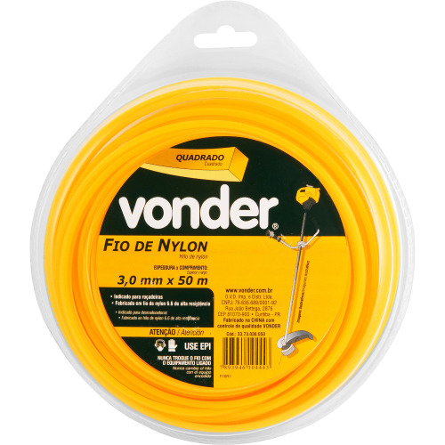 Fio de nylon quadrado 3 mm x 50 metros para ro�adeiras