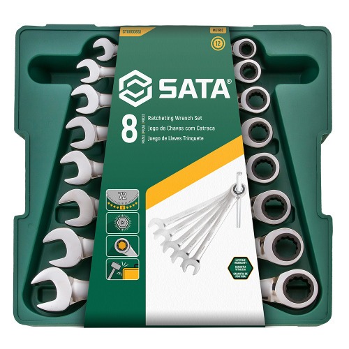 Jogo de chave combinada com catraca 8 a 19 mm 8 pe�as - ST08008SJ