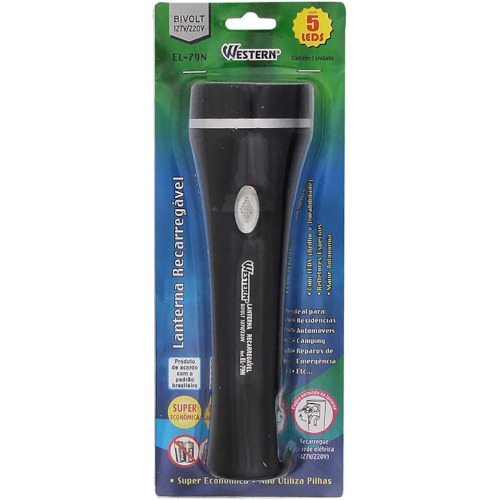 Lanterna a bateria 4V recarreg�vel com 5 Leds - EL-79N  110V/220V