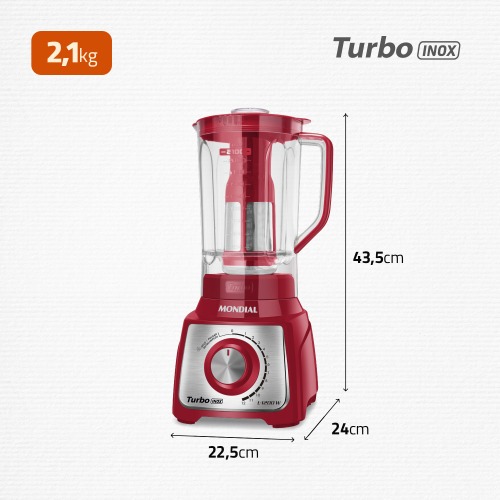 Liquidificador 12 velocidades 1200 watts Turbo Inox - L-1200RI  220V