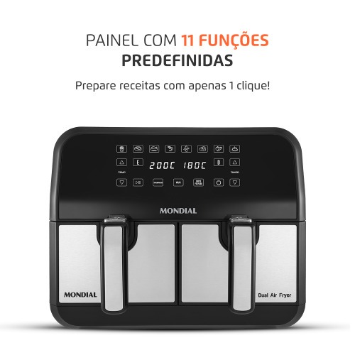 Fritadeira el�trica sem �leo Air Fryer Dual com cesto duplo 8L 2000 Watts - AFD-01-BI  220V