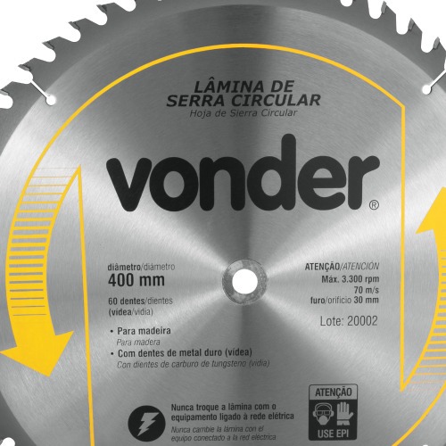 Disco de serra para madeira 400 x 30 mm 60 dentes - 46.50.400.600