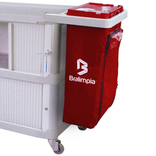Carro funcional extra 2 bolsas azul e vermelho com porta