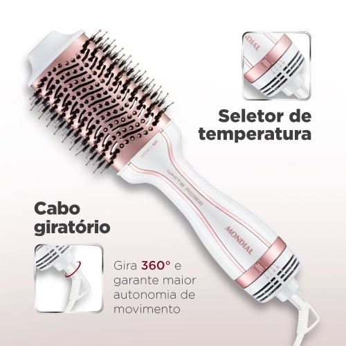 Escova secadora 1200W White Rose 3 em 1 - ES-50  110V/220V