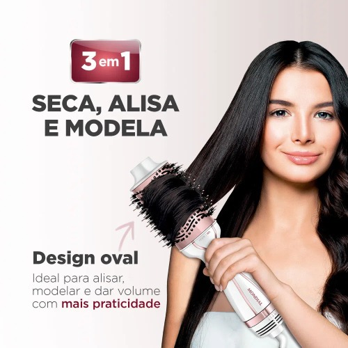 Escova secadora 1200W White Rose 3 em 1 - ES-50  110V/220V
