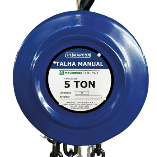 Talha manual com capacidade de 5000 kg e 3 metros de corrente - TA-9