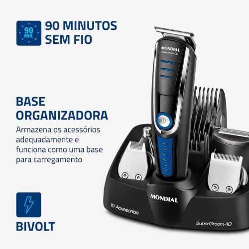 Aparador de pelos 10 em 1 Super Groom - BG-03  110V/220V