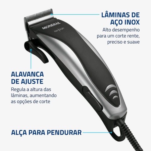 M�quina de cortar cabelo com 4 pentes e acess�rios Hair Stylo - CR-02  110V