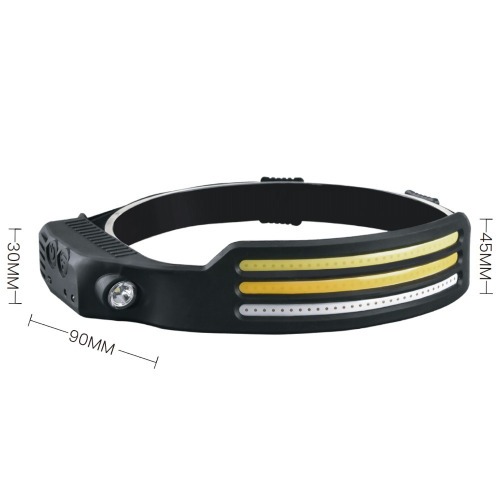 Lanterna de cabe�a recarreg�vel 3 LEDs COB 500 l�mens - BOM-4008