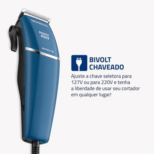 M�quina de cortar cabelo e barba com 8 acess�rios Pratic Style - CR-10-BI  110V/220V