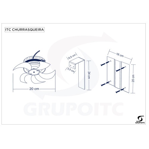 Exaustor para churrasqueira 200 mm  110V