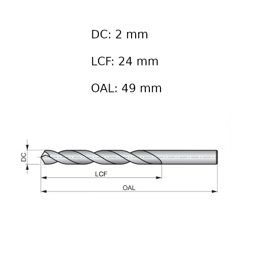 Broca de a�o r�pido para metal 2,0 mm DIN 338 - A1142.0B