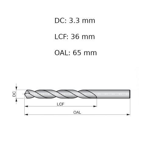 Broca de a�o r�pido para metal 3,3 mm DIN 338 - A1143.3B