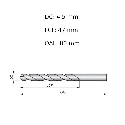 Broca de a�o r�pido para metal 4,5 mm DIN 338 - A1144.5B