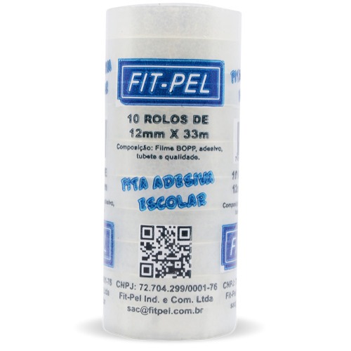 Fita adesiva 12 mm x 33 m com 10 pe�as cristal - 10100501