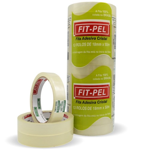 Fita adesiva 18 mm x 50 m com 13 pe�as cristal - 10101401