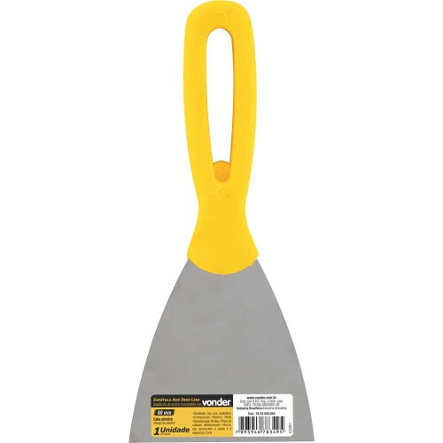 Esp�tula de a�o inox 80 mm com cabo de pl�stico