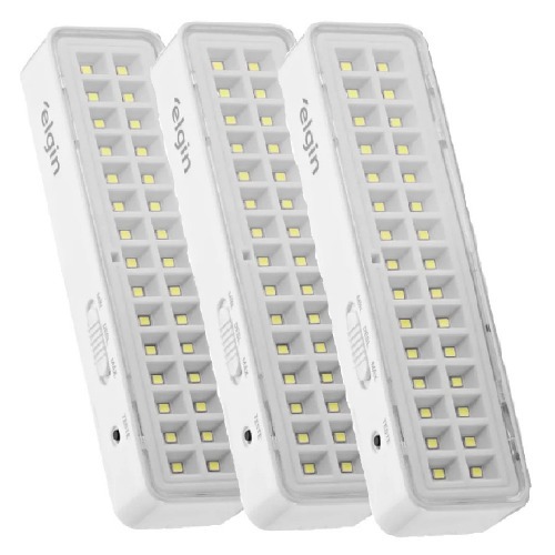 Kit 3 Lumin�rias de emerg�ncia 30 Leds branca  110V/220V