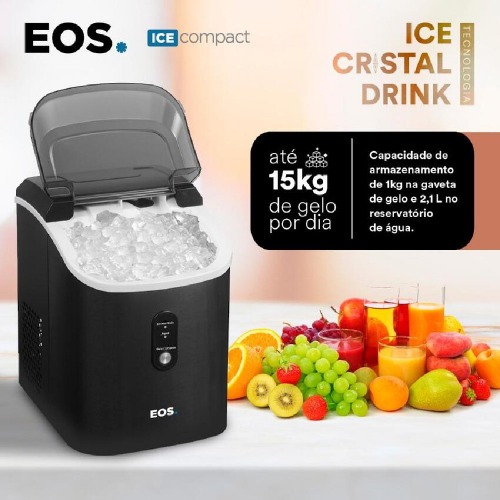 Maquina de gelo 15 kg Nugget ice titanium preta - EMG05  110V
