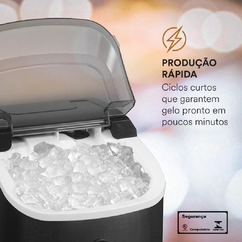 Maquina de gelo 15 kg Nugget ice titanium preta - EMG05  110V