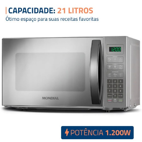 Micro-ondas 21 litros 1200W 10 n�veis de pot�ncia - MO-01-21E  220V