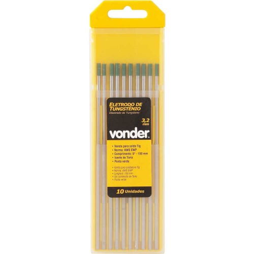 Eletrodo de tungst�nio ponta verde puro 3,2 m 10 unidades