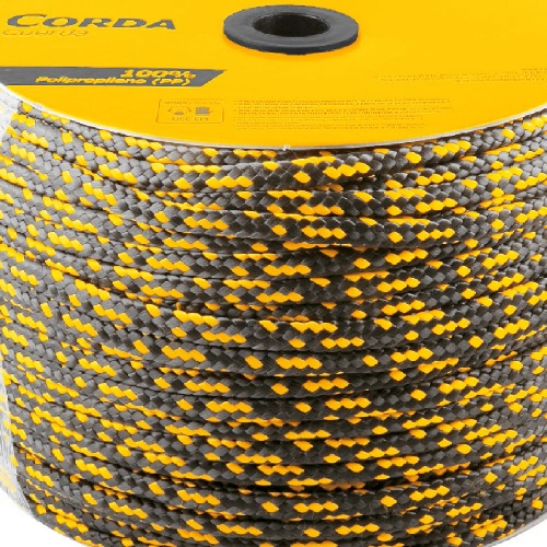 Corda multifilamento tran�ada 10 mm x 190 m preta e amarela