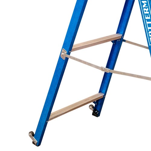 Escada plataforma fibra de vidro 4 degraus 1,5 m com rodas e corrim�o - PAF150