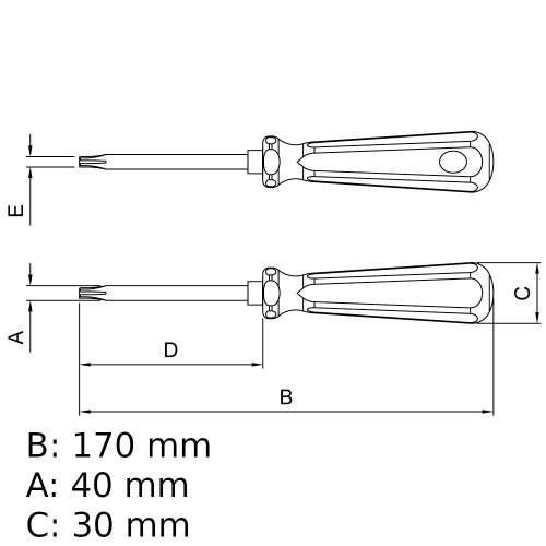 Chave hexalobular reta com cabo t-10 a�o cromo van�dio