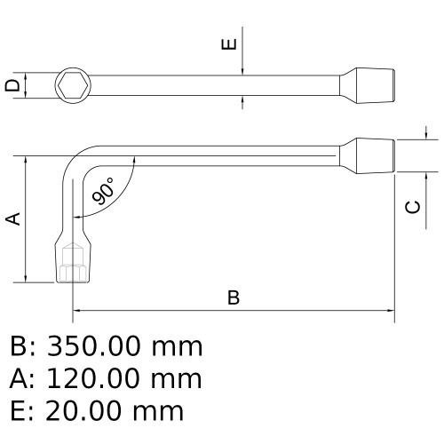 Chave biela 8 mm a�o cromo van�dio com cartela
