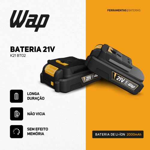 Bateria 21V 2Ah �ons de l�tio intercamb�avel - K21 BT02 