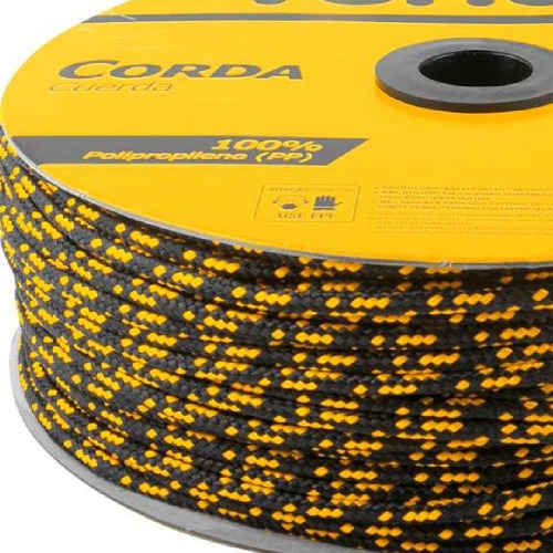Corda multifilamento tran�ada 4 mm x 360 m preta e amarela