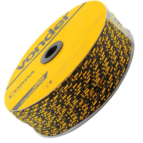Corda multifilamento tran�ada 4 mm x 360 m preta e amarela