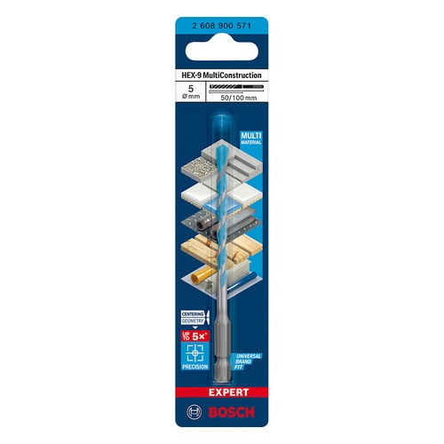 Broca multi material 5 x 50 x 100 mm HEX-9 Multi Construction