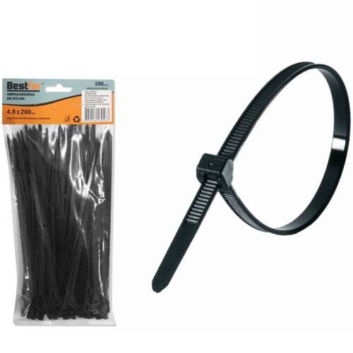 Abra�adeira de nylon 4,80 mm x 20 cm 100 pe�as - BFH0312
