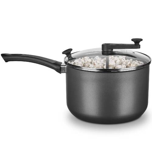 Pipoqueira antiaderente 4,8L com tampa de vidro grafite - 1313