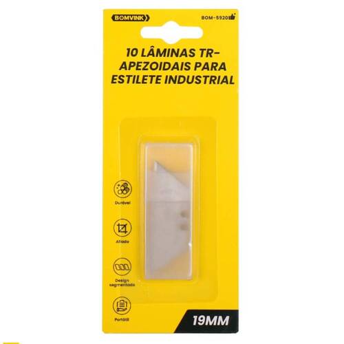 L�mina para estilete trapezoidal 19 mm 10 pe�as - BOM-5920