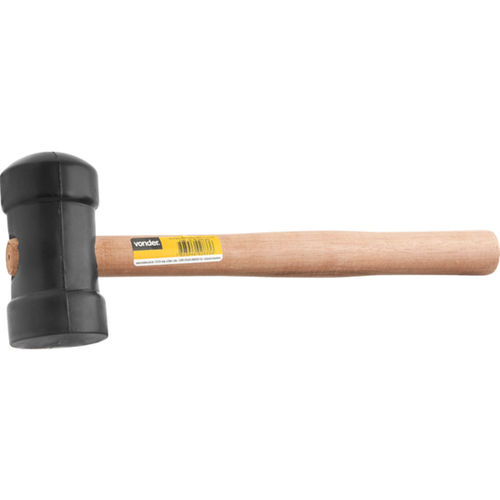 Martelo de borracha 80 mm preto cabo em madeira 