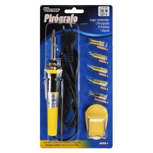 Pir�grafo Ferro de solda 30 watts 2 m 1 com 5 pontas  110V