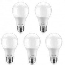 Kit 5 L�mpadas led bulbo 9W 810 l�mens branca morna - A60
