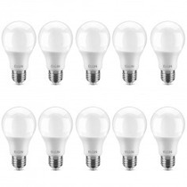 Kit 10 L�mpadas led bulbo 9W 810 l�mens branca morna - A60