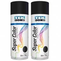Kit 2 tintas spray preto fosco de uso geral 350 ml