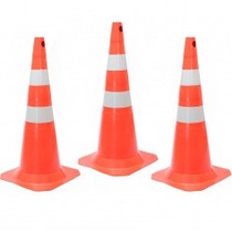 Kit 3 Cones para sinaliza��o 50 cm com 2 faixas - RM-43