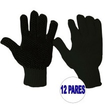 Kit 12 pares de luvas de malha pigmentada tricotada preta